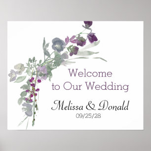 Aquarell-Wildblumen Lavendel-Blumen Hochzeit Poster