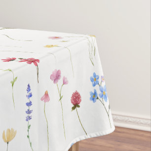 Aquarell-Wildblumen-Minimalistischer-Boho-Cottage Tischdecke