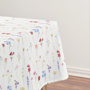 Aquarell-Wildblumen-Minimalistischer-Boho-Cottage Tischdecke