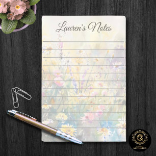 Aquarell-Wildblumen Minimalistischer Name Post-it Klebezettel