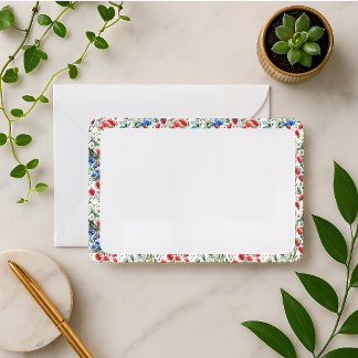 Aquarell-Wildblumen-Mohn-Gänseblümchen-Notizkarte Mitteilungskarte