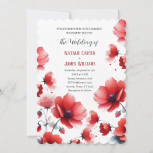 Aquarell-Wildblumen-Mohn-Hochzeitseinladung Einladung