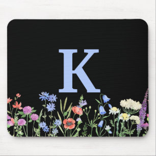 Aquarell-Wildblumen-Monogramm  Mousepad