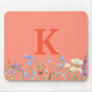 Aquarell-Wildblumen-Monogramm Mousepad