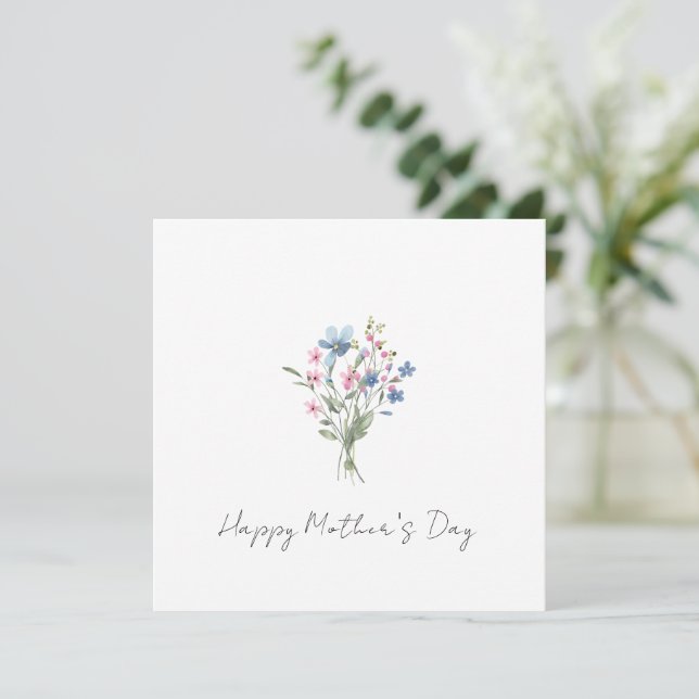 Aquarell Wildblumen Muttertag Feiertagskarte (Stehend Vorderseite)