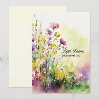 Aquarell-Wildblumen Muttertag Purpur Gelb  Feiertagskarte