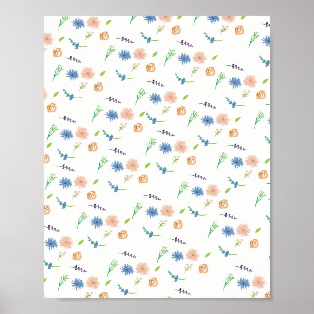 Aquarell-Wildblumen Originalkunst Poster (Vorne)