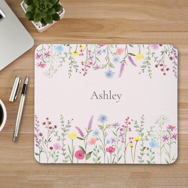 Aquarell-Wildblumen personalisierte Mauspad (Von Creator hochgeladen)