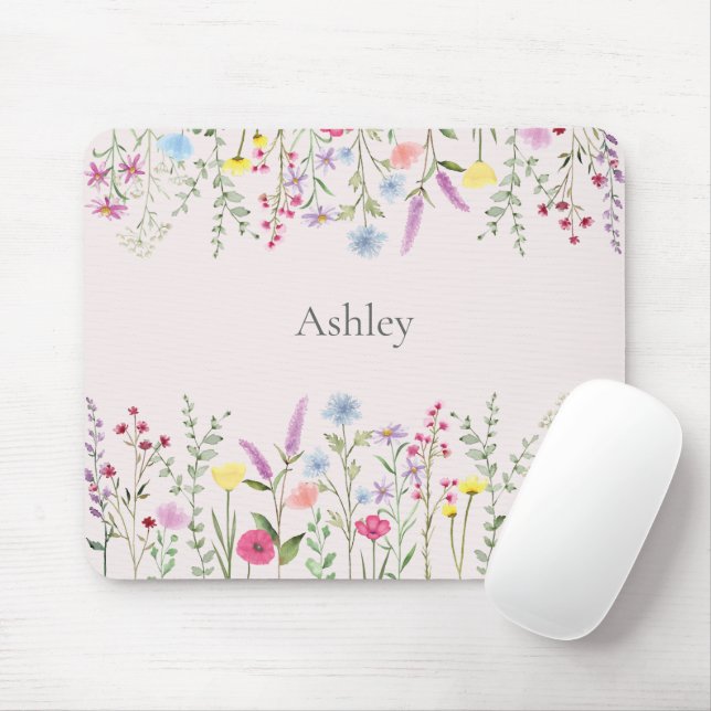 Aquarell-Wildblumen personalisierte Mauspad (Mit Mouse)