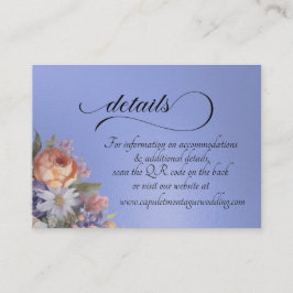 Aquarell-Wildblumen, QR-Code - Blau Begleitkarte