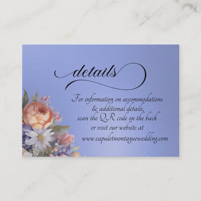 Aquarell-Wildblumen, QR-Code - Blau Begleitkarte (Vorderseite)