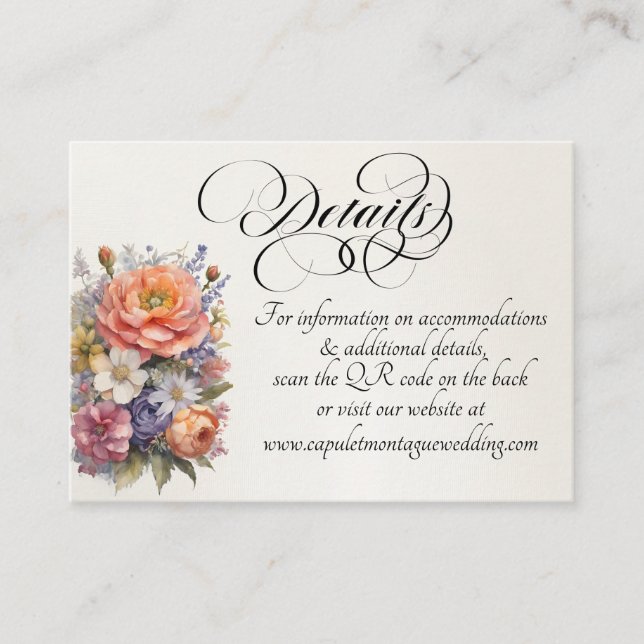 Aquarell-Wildblumen, QR-Code - Creme Begleitkarte (Vorderseite)