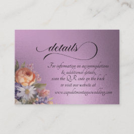 Aquarell-Wildblumen, QR-Code - Lavendel Begleitkarte