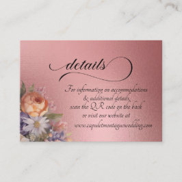 Aquarell-Wildblumen, QR-Code - Roségold Begleitkarte