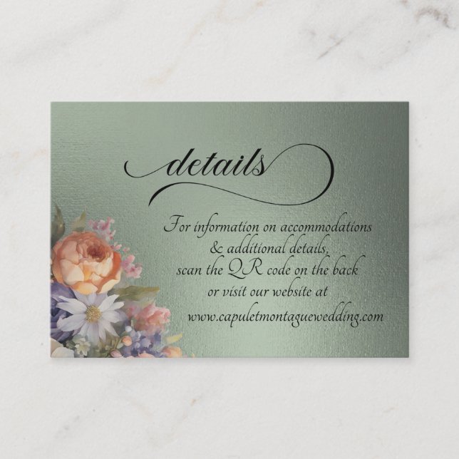 Aquarell-Wildblumen, QR-Code - Sage Begleitkarte (Vorderseite)