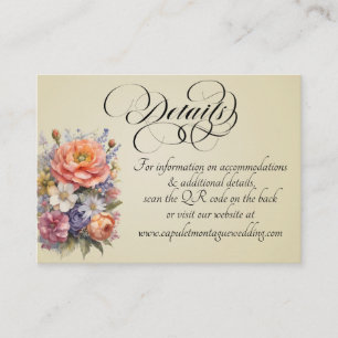 Aquarell-Wildblumen, QR-Code - Weizen Begleitkarte