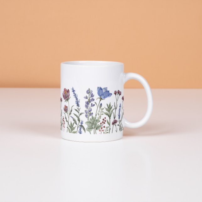 Aquarell-Wildblumen-Rand-Blumen-Tasse Kaffeetasse (Von Creator hochgeladen)