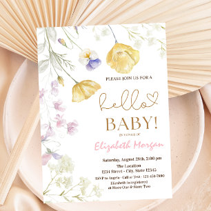Aquarell-Wildblumen rosa Punkte Baby Shower  Einladung