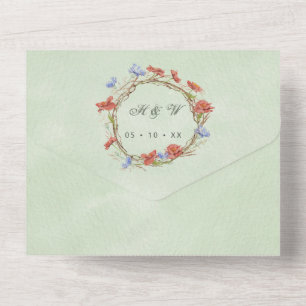 Aquarell-Wildblumen-RSVP-beigefügte Hochzeit alles All In One Einladung