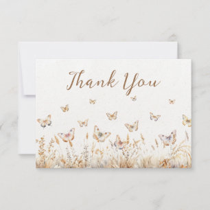 Aquarell-Wildblumen-Schmetterling-Boho-Baby-Party Dankeskarte