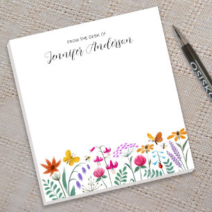 Aquarell-Wildblumen-Schmetterling-Honigbiene Notizblock