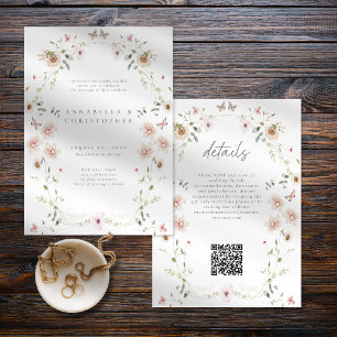 Aquarell-Wildblumen-Schmetterling Moderne Hochzeit Einladung
