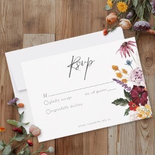 Aquarell-Wildblumen-Schmetterling Moderne Hochzeit RSVP Karte