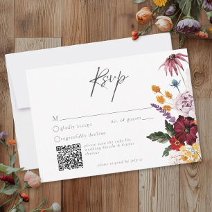 Aquarell-Wildblumen-Schmetterling Moderne Hochzeit RSVP Karte