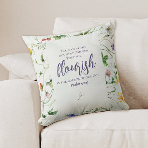 Aquarell-Wildblumen-Schrift Kissen