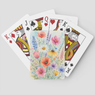 Aquarell-Wildblumen-Spielkarten Spielkarten