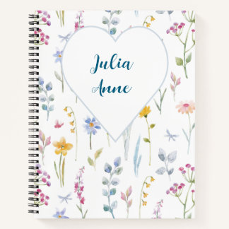 Aquarell-Wildblumen-Spiralblock Notizbuch