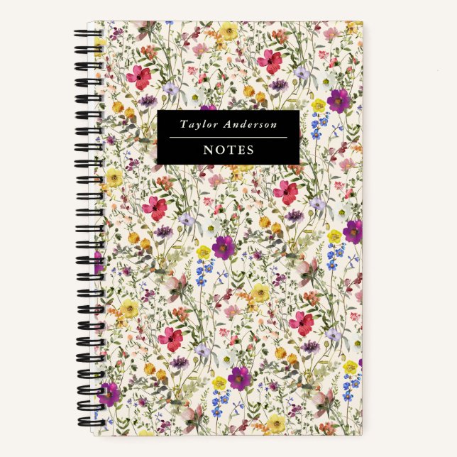 Aquarell-Wildblumen-Spiralblock Notizbuch (Vorderseite)