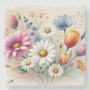 Aquarell-Wildblumen-Stilvoll Frühling & Sommer Steinuntersetzer