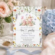 Aquarell-Wildblumen-Teeparty-Baby-Shower