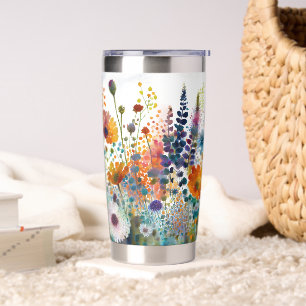 Aquarell-Wildblumen Thermobecher