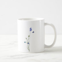 Aquarell-Wildblumen und blaue Aquarellstreifen