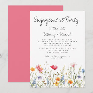 Aquarell-Wildblumen-Verlobungsparty Einladung