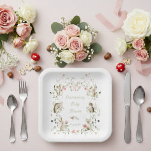 Aquarell-Wildblumen-Waldtiere-Baby-Party Pappteller