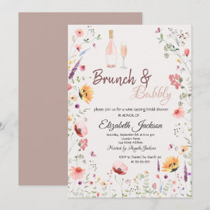 Aquarell-Wildblumen-Wein-Junggesellinnenabschied Einladung