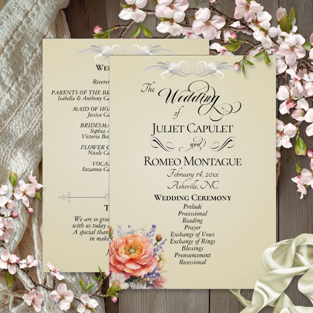 Aquarell-Wildblumen - Weizen-Hochzeit Programm (Von Creator hochgeladen)