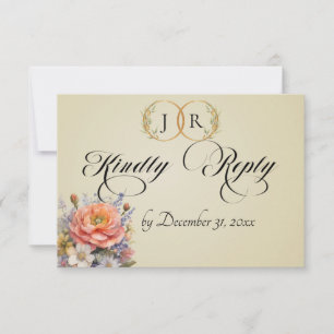 Aquarell-Wildblumen - Weizen RSVP Karte