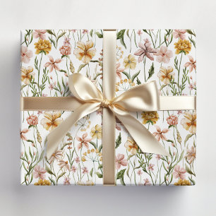 Aquarell-Wildblumen-Wiesen-Blumenmuster Geschenkpapier