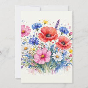 Aquarell-Wildblumen-Wiesen-Sträußchen-Blumenkunst Einladung