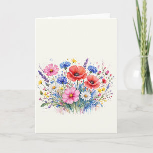 Aquarell-Wildblumen-Wiesen-Sträußchen-Blumenkunst  Karte