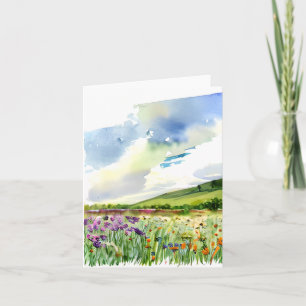 Aquarell-Wildblumenfeld anpassbar Karte