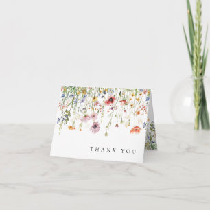 Aquarell-Wildblumenfeld-Hochzeit Dankeskarte