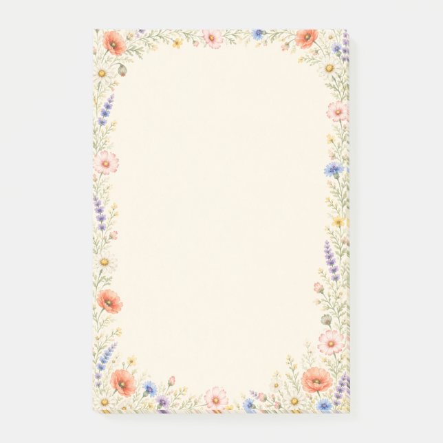 Aquarell-Wildblumengarten-Blumen  Post-it Klebezettel (Vorderseite)