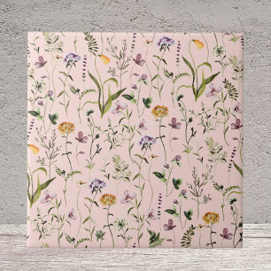Aquarell-Wildblumengarten-Blumenmuster Fliese