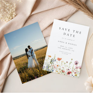 Aquarell-Wildblumengarten-Foto-Hochzeit Save The Date