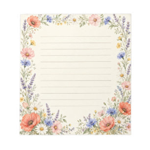 Aquarell-Wildblumengarten Notizblock